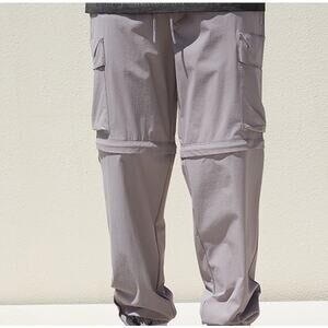 PacSun Mens Cargo Joggers Gray Zip Off Performance Pants Relaxed Fit Sz Medium